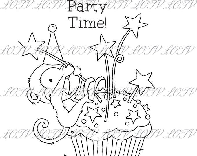LOTV Digi Stamp - AS - Cupcake Party - Monkey, Digital