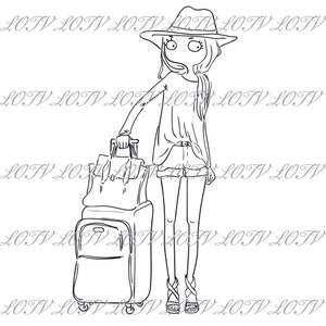 Lotv Digi Stamp - Misses completamente modernas, JPEG, Agosto, Adolescente, Mujer Joven, Verano, Vacaciones, Jet Set, Viajes, Digital