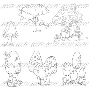 LOTV Digi Stamp - AS - Toadstools de la forêt, Jpg, Png, Digital, Artwork