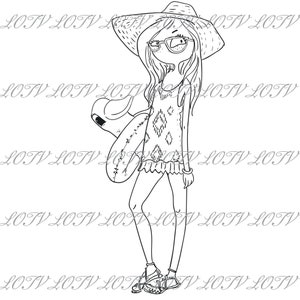 Lotv Digi Stamp - Misses completamente modernas, JPEG, julio, verano, mujer joven, adolescente, vacaciones, digital