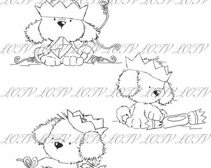 Lili of the Valley Digi Stamp - Party Pups, Set of 3 Designs, JPEG, Digital