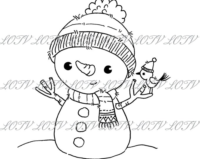 Lili of the Valley Digi Stamp - Jolly Snowman, JPEG, Christmas, Xmas, Noel, Festive, Snow, Digital