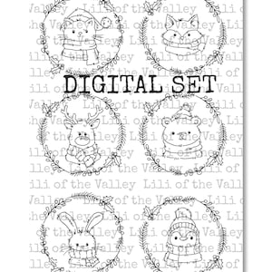 LOTV デジスタンプセット - 動物のクリスマスリース、デジタル