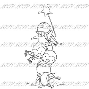 LOTV Digi Stamp - AS - Pile de pingouins, numérique