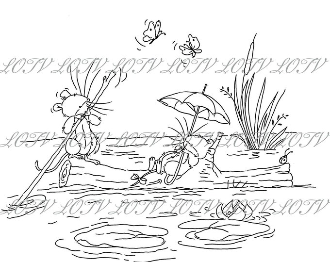 LOTV Digi Stamp - Drifting Along, JPEG, Cute, Mice