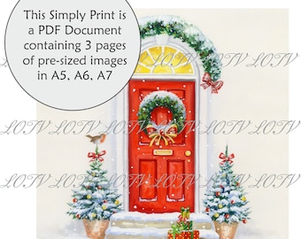 LOTV Full Colour Simply Print - Festive Door, 3 Page Ready to Print PDF Document, Digital