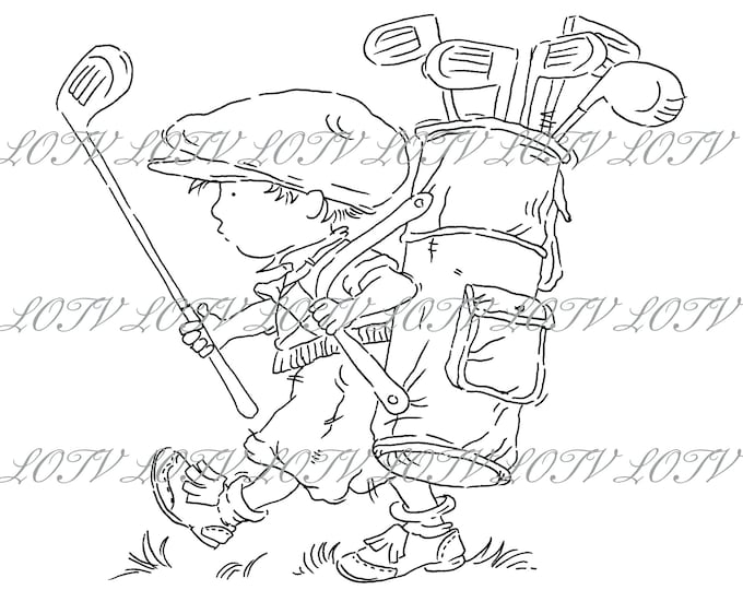 LOTV Digi Stamp - AS - Vintage Boys - Playing Golf, Jpg, Digital