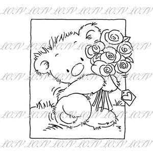 Lotv Digi Stamp - AS - Little Ted - Róże, Jpg, Miłość, Cyfrowy