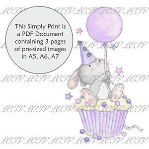 LOTV Full Color Simply Print - AS - Cupcake Party Bunny, 3 pagina's PDF, digitaal