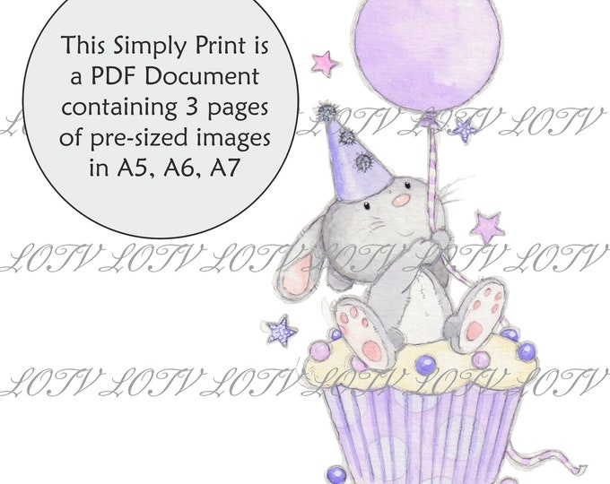 LOTV Full Colour Simply Print - AS - Cupcake Party Bunny, 3 Page PDF, Digital
