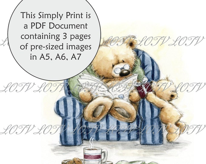 Lili of the Valley Full Colour Simply Print - IH - Armchair Bear, 3 Page PDF Ready to Print Document, Digital