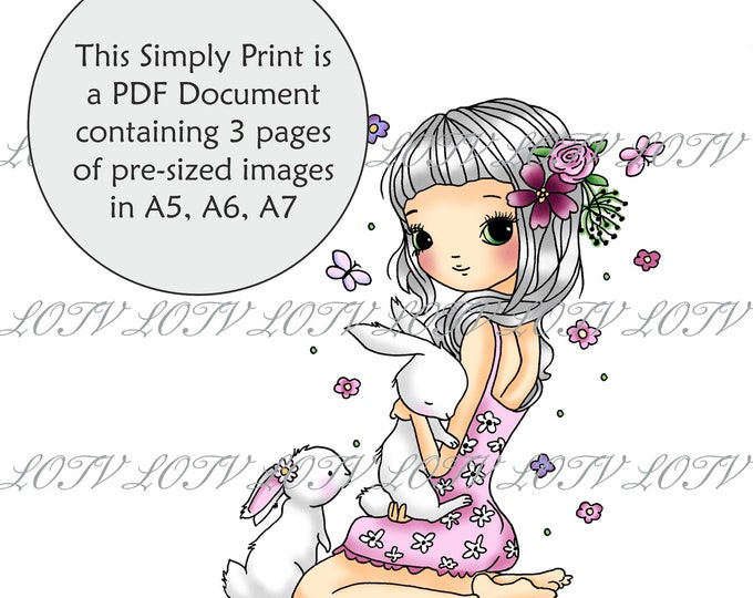 Lili of the Valley Full Colour Simply Print - Lovely, Girl, 3 Page PDF Ready to Print Document, Digital