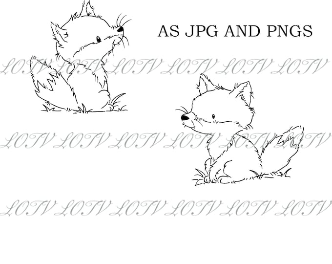 LOTV Digi Stamp - AS - Hello Pumpkin - 2 Cute Foxes, Digital