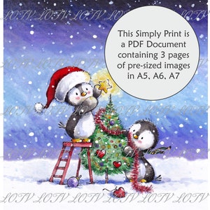 Impresión a todo color LOTV Simply Print - IH - Decoración de pingüinos, PDF digital de 3 páginas