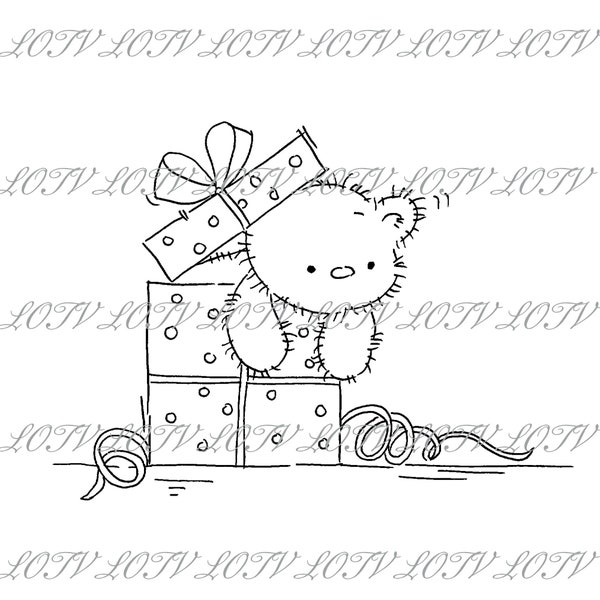 LOTV Digi Stamp - IH - Tiny Ted, JPEG, Birthday Bear, Digital