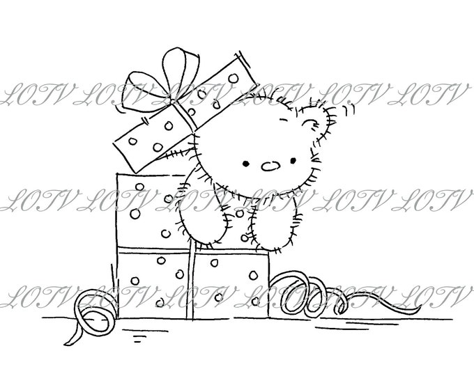 LOTV Digi Stamp - IH - Tiny Ted, JPEG, Birthday Bear, Digital