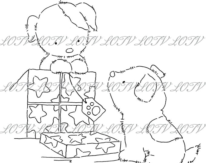 Lili of the Valley Digi Stamp - IH - Pups with Presents, JPEG, Dogs, Puppies, Digital