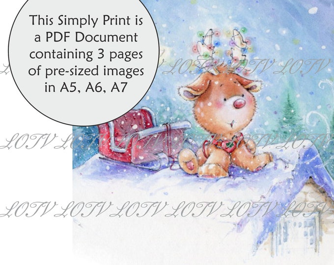 LOTV Full Colour Simply Print - IH - Rooftop Reindeer, 3 Page PDF, Digital