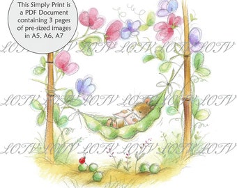 Lili of the Valley Full Colour Simply Print - Sweet Peas, Floral, 3 Page Full Colour Ready to Print Document, Digital
