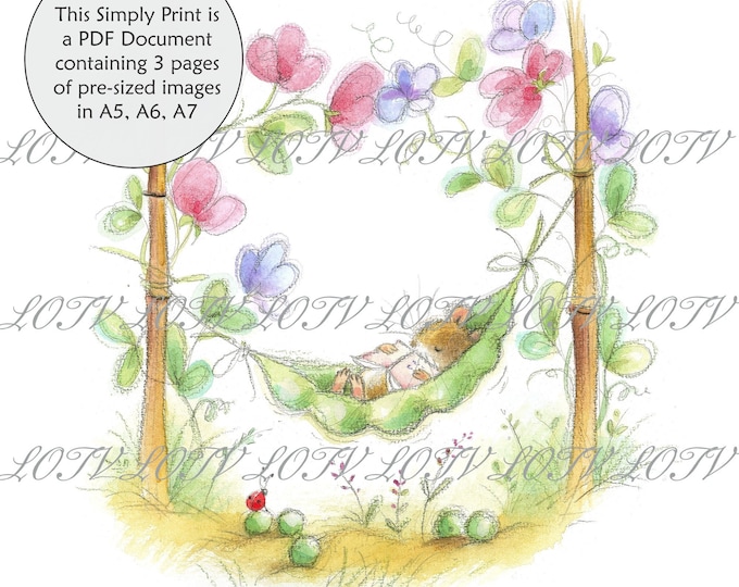 Lili of the Valley Full Colour Simply Print - Sweet Peas, Floral, 3 Page Full Colour Ready to Print Document, Digital