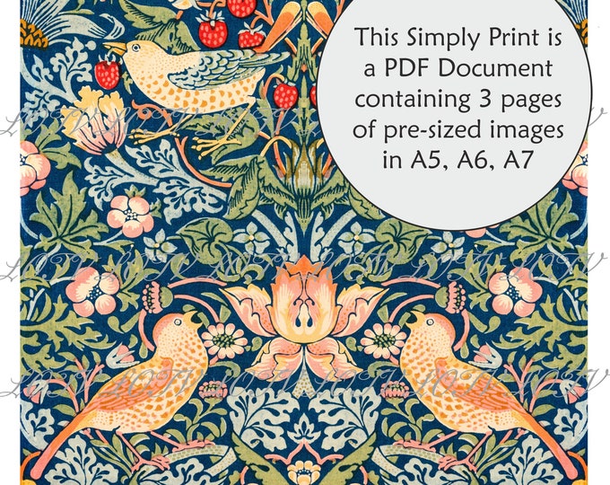 LOTV Full Colour Simply Print - William Morris Strawberry Thief - 3 Page PDF