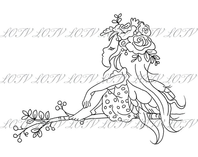 LOTV Digi Stamp - AS - Fern Fairy, Jpg, Png, Digital, Artwork