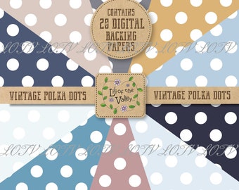 Lili of the Valley Backing Paper Set - MD - Vintage Polka Dots - Large and Small, JPEG, Digital