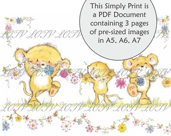 LOTV Full Colour Simply Print - GC - Little Friends Garland, Birthday, Cute, 3 Page PDF Ready to Print Document, Digital