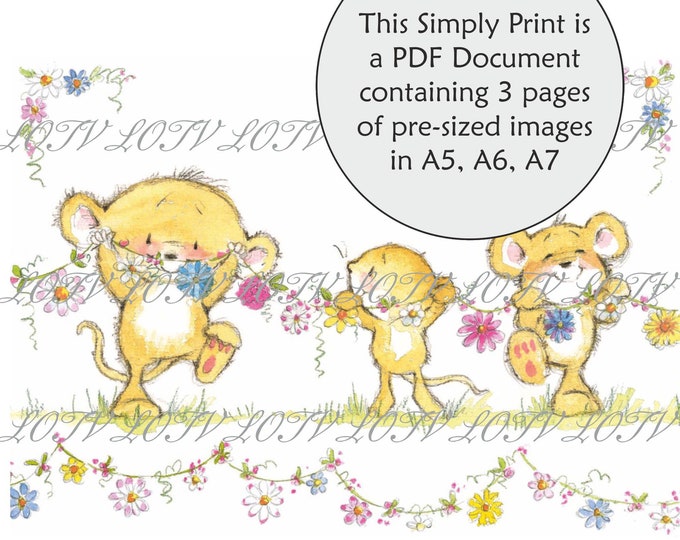Lili of the Valley Full Colour Simply Print - GC - Little Friends Garland, Birthday, Cute, 3 Page PDF Ready to Print Document, Digital