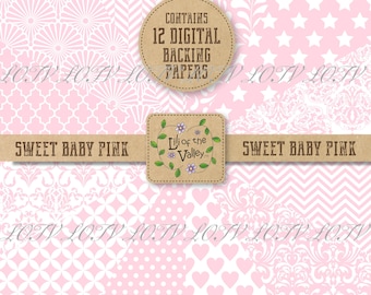 Lili of the Valley Backing Paper Set - AP - Sweet Baby Pink, JPEG, Digital