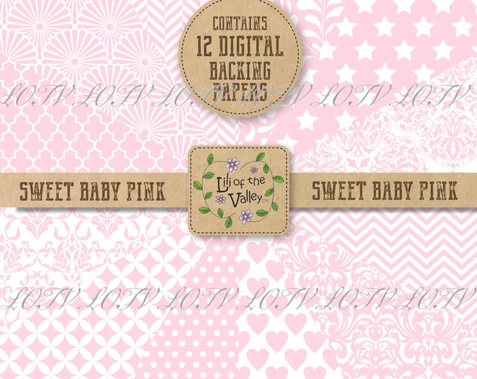 Lili of the Valley Backing Paper Set - AP - Sweet Baby Pink, JPEG, Digital