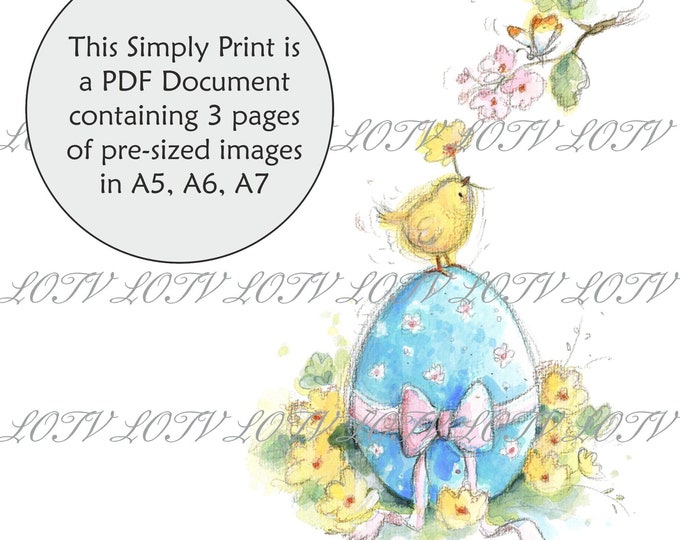 Lili of the Valley Full Colour Simply Print - Easter Chick, 3 Page PDF Ready to Print Document, Digital