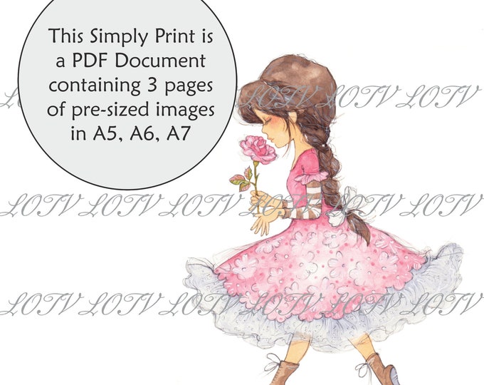 Lili of the Valley Full Colour Simply Print - AS - Rose, Girl, 3 Page PDF Ready to Print Document, Digital