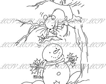 Lili of the Valley Digi Stamp - Christmas Snowman, JPEG, Christmas, Xmas, Noel, Festive, Snow, Digital