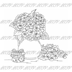 Sello digital LOTV: hortensia, JPEG, floral, primavera, día de la madre, bonito, digital, obra de arte
