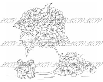 Lili of the Valley Digi Stamp - Hydrangea, JPEG, Floral, Spring, Mother's Day, Pretty, Digital, Artwork