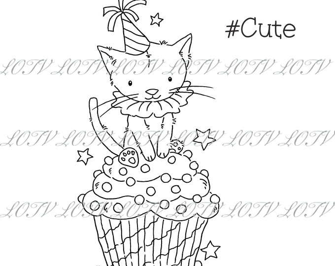 LOTV Digi Stamp - AS - Cupcake Party - Kitten, Digital