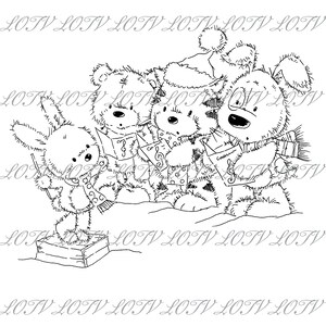 LOTV Digi Stamp - CG - Jack, Patch and Puss Festive Sing Song, JPEG, Christmas, Xmas, Noel, Festive, Digital
