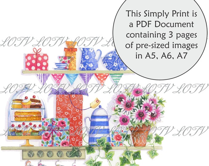 Lili of the Valley Full Colour Simply Print - Summer Tea Time, Birthday Gifts, 3 Page PDF Ready to Print Document, Digital