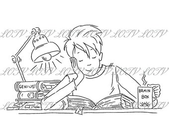 LOTV Digi Stamp - AS - Oliver Studying, JPEG, Boys, Teenager, Birthday, Exams, Male, Digital