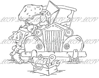LOTV Digi Stamp - AS - Vintage Boys - Under the Bonnet, JPEG, Boys, Men, Birthday, Male, Digital