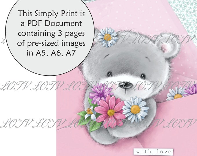 LOTV Full Colour Simply Print - CG - Flower Power, 3 Page PDF Ready to Print Document, Digital