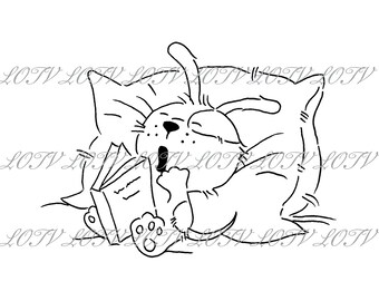 LOTV Digi Stamp - AS - Odd Dog Bedtime Story, JPEG, Cute, Dog, Birthday, Sweet, Animal, Digital