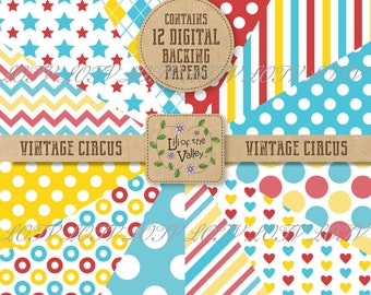 Lili of the Valley Backing Paper Set - MD - Vintage Circus - JPEG, Digital
