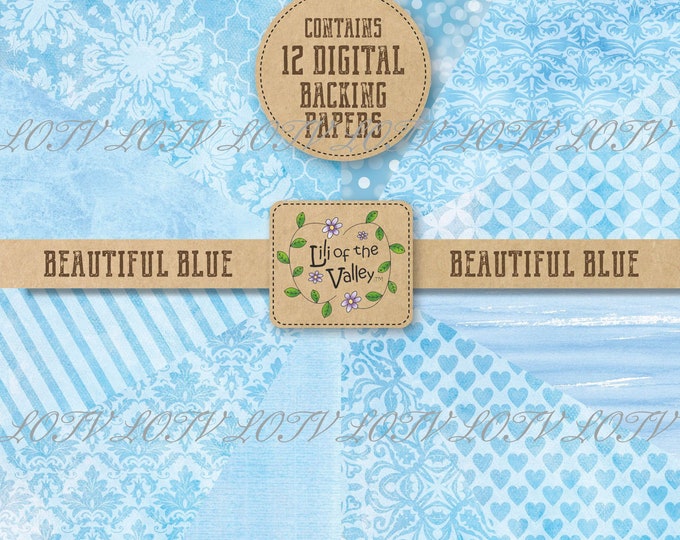 Lili of the Valley Backing Paper Set - AP - Beautiful Blue, JPEG, Digital