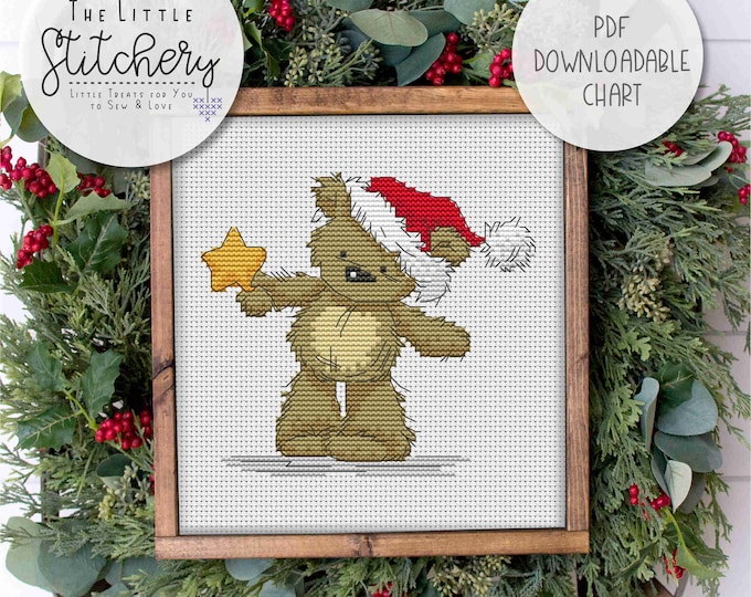 James Bear Little Star - Cross Stitch Downloadable Chart - PDF Pattern