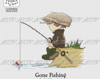 Gone Fishing - Cross Stitch Downloadable Chart - PDF Pattern