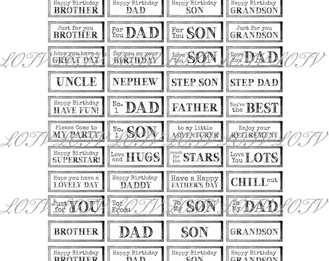 LOTV Digi Stamp Set- 52 Male Simple Labels, all single JPGs, plus PDF Sheet