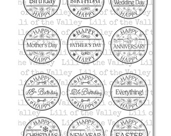 Happy Circular Sentiments - A5 Stamp Set