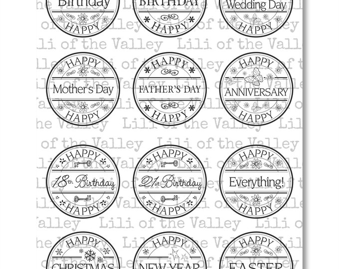 Happy Circular Sentiments - A5 Stamp Set